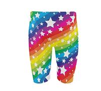 Dallonan Training Swimsuit Stars and Rainbow Colored Stripes Square Mens Leg Swim Jammer Large
