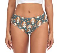 Dallonan Women's Underwear Brief Breathable Soft Bamboo Fiber Knickers Beagle Dog Cartoon Butterfly Silhouette Medium