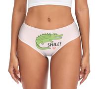 Dallonan Women's Underwear Brief Breathable Soft Bamboo Fiber Knickers Cute Green Crocodile with Smile X-Large
