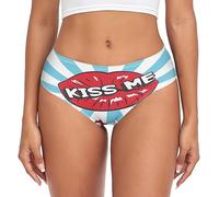 Dallonan Women's Underwear Brief Breathable Soft Bamboo Fiber Knickers Pop Art Lips Kiss Me Large Multicolor