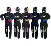 DALLX MMA Grappling Dummy BBJ Wrestling Brazilian Jiu Jitsu Punching Bag Judo Karate Throwing Boxing Fighting Dummy Self Defense Standing Position - UNFILLED (Black Blue, 6 FT)