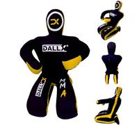 DALLX MMA Grappling Dummy BBJ Wrestling Brazilian Jiu Jitsu Punching Bag Judo Karate Throwing Boxing Fighting Dummy Self Defense Sitting Position - UNFILLED (Black Yellow, 5 FT)