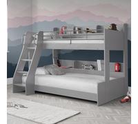 dallyce wooden triple sleeper bunk bed in light grey