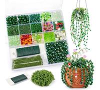 Dallys Green Glass Beaded Plant Kit for DIY Artificial Succulent Crafts | Green glass beads and wire kit for crafting artificial succulents and plant suncatchers that do not require watering.