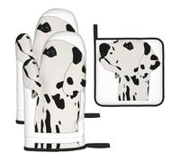 Dalmatian 3 Piece Kitchen Oven Mitt Set Heat Resistant Gloves with Pot Holder Mat Polyester Printed for Cooking Baking BBQ Grill