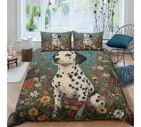 DALMATIAN 3D Printed Duvet Cover Set Animals Quilt Cover 2 Pillowcases Bedding Set Hypoallergenic with Zipper Closure 3 Pcs for Children's And Adults King(220x240cm)
