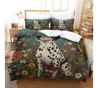 DALMATIAN 3D Printed Duvet Cover Set Animals Quilt Cover with 2 Pillow Cases Bedding Set Hypoallergenic with Zipper Closure 3 Pcs for Boys Girls Kids Youth Teens Single(140x200cm)