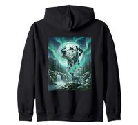 Dalmatian Aurora Borealis Northern Lights Dog Nature Zip Hoodie