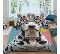 Dalmatian Bedding Set 3 Pieces 3D Digital Printing Animal Theme Duvet Cover Set Chic Breathable Quilt Cover Girl Woman with Pillowcase King（220x240cm）