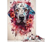 Dalmatian Blooms Jigsaw Puzzles Puzzle for Adults Kids. 1000 Pieces Whimsical Challenge Toy Educational Games Home Decoration for Educational Games Gifts 1000pcs (38x26cm)