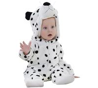 Dalmatian Costume Baby, Cute Toddler Halloween Costume, Soft Flannel Unisex Hooded Romper for Halloween Dress Up Cosplay