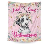 Dalmatian Dog Blanket Gift - 40 x 50 Inches Cute Throw Blanket for Dog Lovers, Kids, Boys & Girls - Pink Soft Fuzzy Blankets for Bed, Couch & Travel