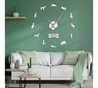 Dalmatian Dog Breed DIY Big Wall Clocks Dal Carriage Dog Decorative Silent Quartz Frameless Hanging Wall Watch Puppy Pet Wall Art(Silver,37inch)
