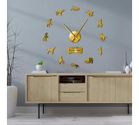 Dalmatian Dog Breed DIY Big Wall Clocks Dal Carriage Dog Decorative Silent Quartz Frameless Hanging Wall Watch Puppy Pet Wall Art(Gold,37inch)