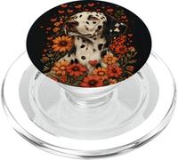 Dalmatian Dog Flowers With Hearts Around Boho Style Graphic PopSockets PopGrip for MagSafe