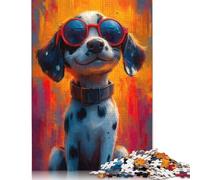 Dalmatian Dog in Sunglasses Jigsaw Puzzles Puzzles for Adults Kids. 1000 Pieces Great Gifts Challenge Toy Educational Game Home Decoration for Educational Games Gifts 1000pcs (40x28cm)