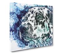 Dalmatian Dog in the Blue Canvas Print | Gallery Wrapped 30mm Frame Wall Art | 14x14 inches | Ready to Hang | Abstract Animals Picture | Living Room Bedroom Lounge Office