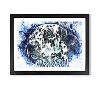 Dalmatian Dog In The Blue In Abstract Modern Art Framed Print | A3 Black Framed Wall Art | Ready to Hang | Abstract Animal Picture | Living Room Bedroom Lounge Office
