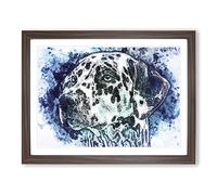Dalmatian Dog In The Blue In Abstract Modern Art Framed Print | A4 Walnut Framed Wall Art | Ready to Hang | Abstract Animal Picture | Living Room Bedroom Lounge Office