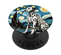 Dalmatian Dog Mom Dad Cute - Van Gogh Starry Night Style PopSockets Adhesive PopGrip