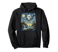 Dalmatian Dog Moon Howling Starry Night Van Gogh Art Style Pullover Hoodie
