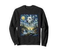 Dalmatian Dog Moon Howling Starry Night Van Gogh Art Style Sweatshirt