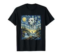 Dalmatian Dog Moon Howling Starry Night Van Gogh Art Style T-Shirt