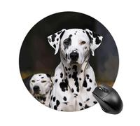 Dalmatian Dog Mouse Pad Funny Round Mousepad Anti-Slip Rubber Mouse Mat Laptop Desk Accessories 7.8 X 7.8 Inch for Office and Home Use