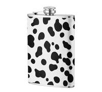 Dalmatian Dog Pattern Or Cow Skin Texture,304 Stainless Steel 8oz Flask Pu Leather Case, Pocket Flagon Outdoor Flat Liquor Flask