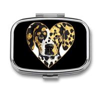 Dalmatian Dog Print Heart Gold Small Pill Organizer with 2 Compartments