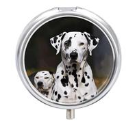 Dalmatian Dog Small Pill Box 3 Grids Travel Pill Case Portable Daily Pill Organizer with Anti-Mixing Design Easy to Retrieve Meds for Medication, Vitamin, Supplements