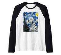 Dalmatian Dog Van Gogh Starry Night Artistic Print Raglan Baseball Tee