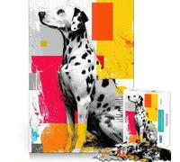 Dalmatian Dog with Abstract Background 1000-piece Puzzle for Adults Mental Skill Bright Print Enjoyable Challenge Birthday Surprise (38x52cm)