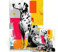 Dalmatian Dog with Abstract Background 1000-piece Puzzle for Adults Mental Skill Bright Print Enjoyable Challenge Birthday Surprise (38x52cm)
