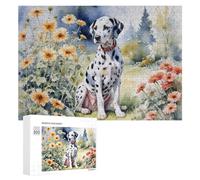 Dalmatian Dog with Flowers Wooden Jigsaw Puzzle for Adults, 300 PCS