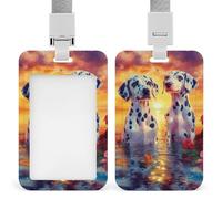 Dalmatian Dogs and Chicken ID Badge Holder Name Card Holders Photocard Case with Lanyard for Teacher Nurse Office