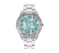 Dalmatian Dogs Pattern Trendy Wrist Watches for Men Classic Business Stainless Steel Band Quartz Watch