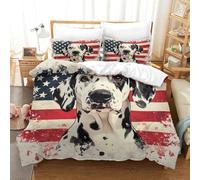 DALMATIAN Duvet Cover Set 3D Printed Animals Quilt Cover 2 Pillowcases Bedding Set Included Machine Washable with Zipper Closure 3 Pcs for Boys Girls Kids Youth Teens Single(140x200cm)
