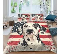 DALMATIAN Duvet Cover Set 3D Printed Animals Quilt Cover with 2 Pillow Cases Comforter Cover Hypoallergenic with Zipper Closure 3 Pcs for Children's And Adults King(220x240cm)