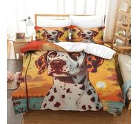 DALMATIAN Duvet Cover Set 3D Printed Animals Quilt Cover with 2 Pillow Cases Comforter Cover Hypoallergenic with Zipper Closure 3 Pcs for Children's And Adults Single(140x200cm)