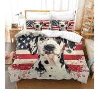 DALMATIAN Duvet Cover Set 3D Printed Animals Quilt Cover with 2 Pillow Cases Comforter Cover Included Machine Washable with Zipper Closure 3 Pcs for Children's And Adults Super King(260x220cm)