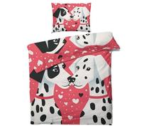 Dalmatian Duvet Cover Single Size - Dog Bedding Set & Bedroom Decor, Reversible Quilt Cover and Pillowcase, Soft Brushed Microfiber Easy Care Bed Set with Zipper Closure X*-152