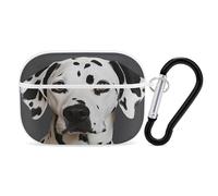 Dalmatian Earbuds Organizer Shockproof Protective Airpods Pro Cover with Carabiner Clip Anti Fall Carrying Earphone Case Cover for Airpods Pro 2nd Generation White