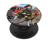Dalmatian Firefighter Dog Fire Truck Rescue Design PopSockets Adhesive PopGrip