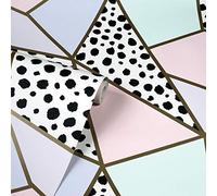 Dalmatian Fragments Wallpaper Metallic Geometric Gold Pink Teal