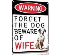 Dalmatian Funny Metal Garage Signs For Men Room Decor Little Man Cave Sign Vintage Bar Home Pub Office Wall Decorations,Forget The Dog Beware Of Wife Tin Signs 8x12 Inch