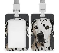 Dalmatian Id Badge Holder Vertical Id Card Holder with Lanyard Breakaway Hard Heavy Duty Name Tags Badge Holders Waterproof Work Card Holders Protector for Nurse Officer Teacher Security Staff