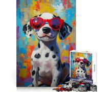 Dalmatian in Red Shades Jigsaw 1000 Pieces for Teenagers Brain Exercise DownTime Game Real Challenge Birthday Present (50x75cm)