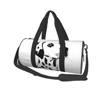Dalmatian Large Round Travel Duffle Bag, Full-Print Canvas Weekender with Padded Lining, Multiple Pockets,Detachable Shoulder Strap and Soft Leather Handles