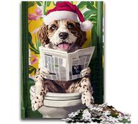 Dalmatian on The Toilet 1000 Pieces Jigsaw Puzzle For Adults Teens,Family Game Stress Reliever Difficult Challenge Artists Collection,Fine Art (38x26cm)